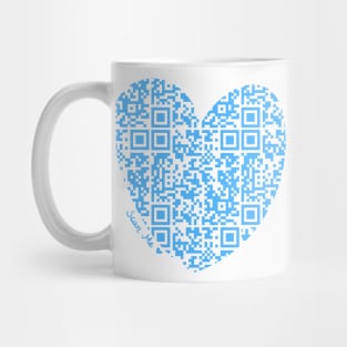 Blue Rick Astley Rickroll QR Code Heart Art Mug
